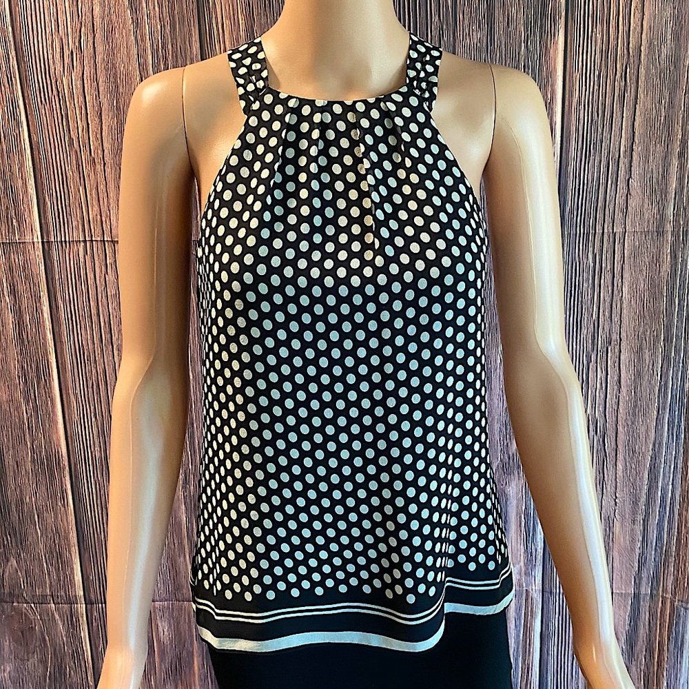 Ann Taylor petites size SP small petite black & white polka dot 100% silk